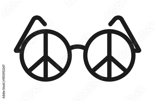 Vector of round eyeglasses with peace symbols integrated into the lenses