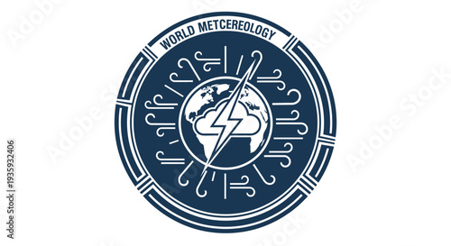 World Meteorology Day Global Weather Science and Climate Change Emblem in Bright Studio Background