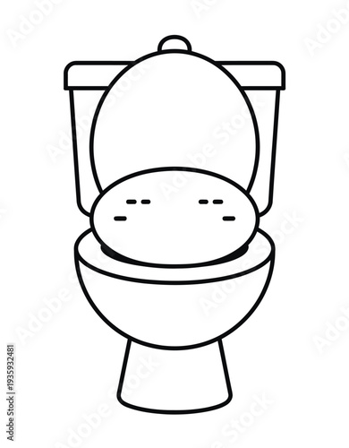 Vector of a white toilet with lid raised and seat lowered
