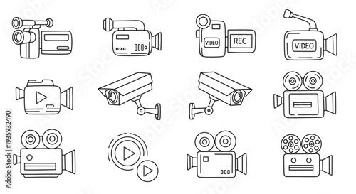 Collection of Camera Icons Outlined.