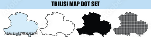 Tbilisi vector map illustration showing diverse outline, filled, and dotted geographic designs.