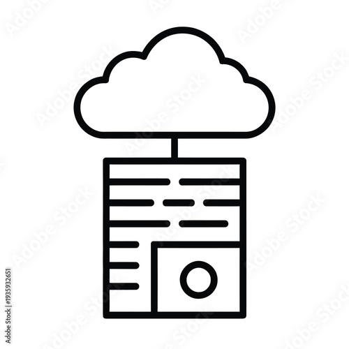 Vector of a document connected to a cloud showing data transfer and storage concept