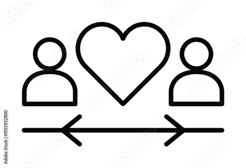 Vector of two people sharing love and unity with a heart symbol between them