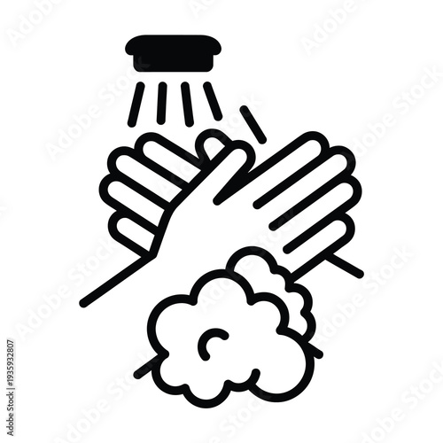 Vector depicting hand washing with soap under running water for hygiene