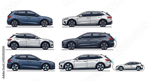 Collection of Cars Side View.