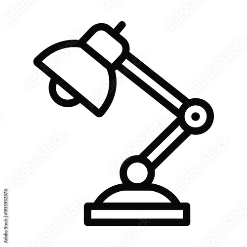 Vector of a classic desk lamp with adjustable arms and a round base in a minimalist design style