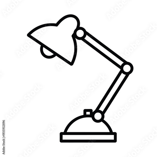 Vector of a modern articulated desk lamp with an adjustable arm and a conical shade