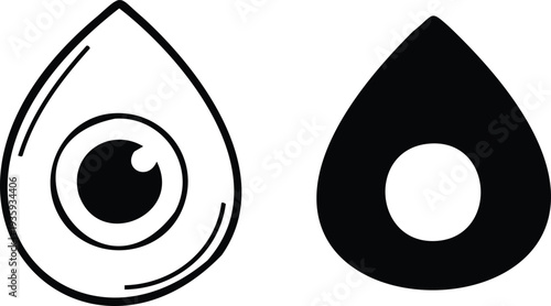 Black and white teardrop shapes with circular openings