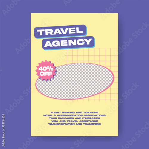 Retro Vintage Style Summer Holiday Travel Flyer Template, Tourism Agency Promotional Poster, Adventure Tour Marketing Leaflet, Global Travel Brochure Cover, Airline Booking Design