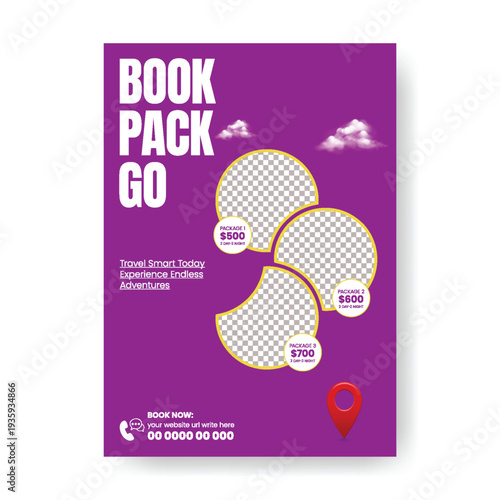 Creative Adventure Tour Travel Agency Flyer Poster Marketing Template for Summer Holiday Campaign, Luxury Resort Promotion, Airline Booking Service, Brochure Cover Design