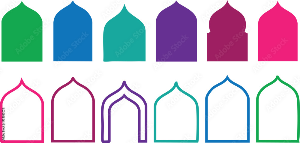Fototapeta premium Colorful abstract domes and arches silhouettes