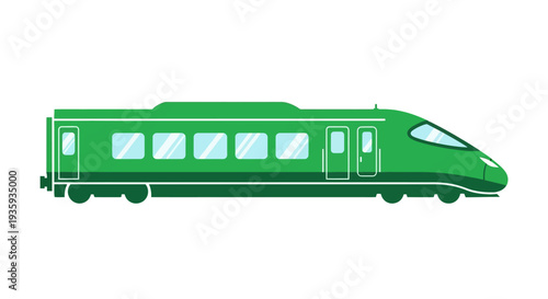 A simplified green illustration of a modern high speed passenger train