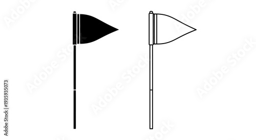 Two simple flags one black and one white displayed on a white background