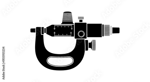 A black silhouette of a micrometer a precision measurement tool