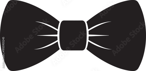 Black and white bow tie with central knot and symmetrical ends also transparent background