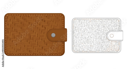Woven wallets a color illustration of a closed and open design