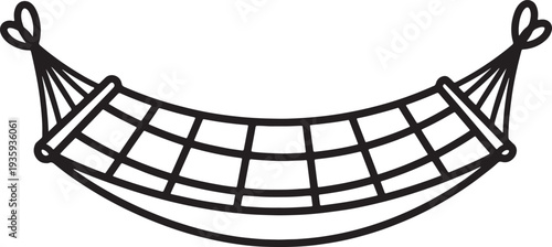 Black and white rope hammock with netting and loop ends also transparent background