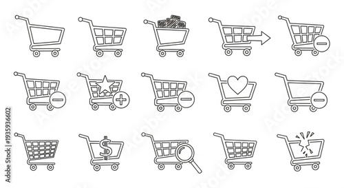 Collection of Shopping Cart Icons.