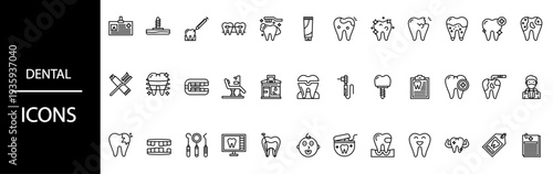 Dental care icons for modern healthcare and hygiene solutions