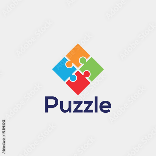 puzzle logo design vector format