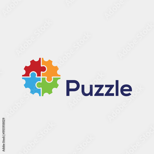 puzzle logo design vector format