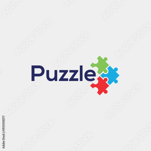 puzzle logo design vector format