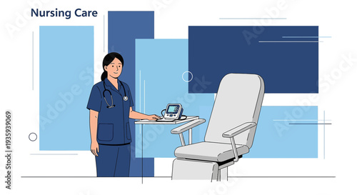 Nurse in Uniform with Medical Equipment in a Modern Clinic Room