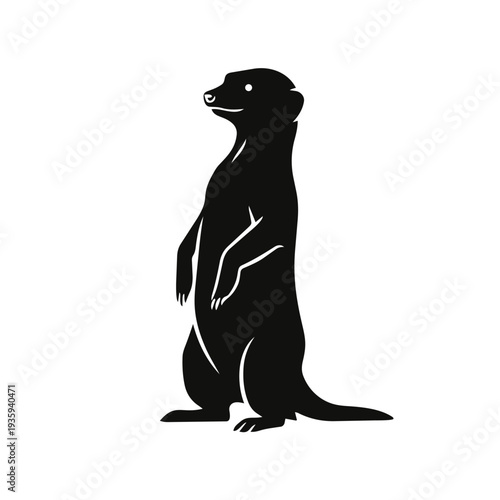 Alert Meerkat Standing Silhouette Vector - African Savanna Wildlife Animal Watchman Graphic