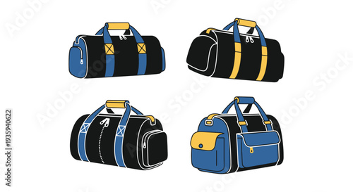 Duffle Bag Line art vector clean modern color illustration