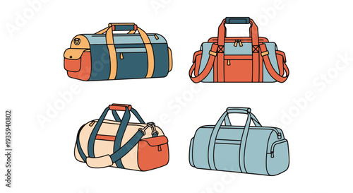 Duffle Bag Line art vector colorful creative design illustration