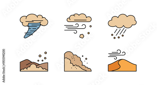 Dust storm Line art vector minimal dynamic tone