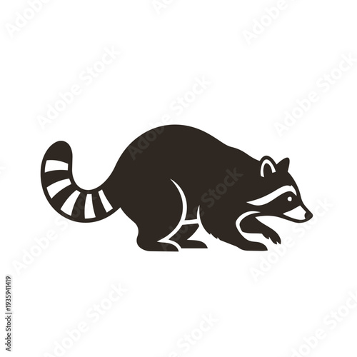 Detailed Raccoon Silhouette Vector Illustration - Procyon Lotor Woodland Wildlife Scavenger Graphic