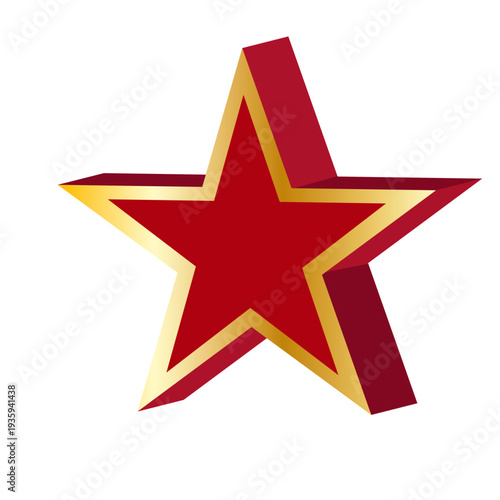red and gold volumetric star vector