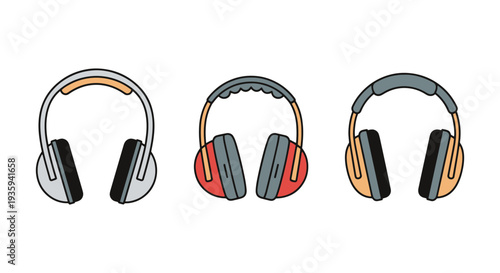 Ear Muff Line art vector set creative smooth modern illustration