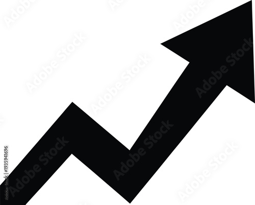 Quadro em tela Black vector arrow graph icon, increasing trend