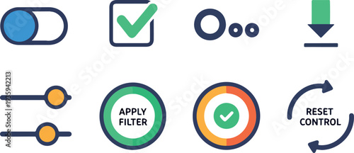 Set of 10 UI control icons vector