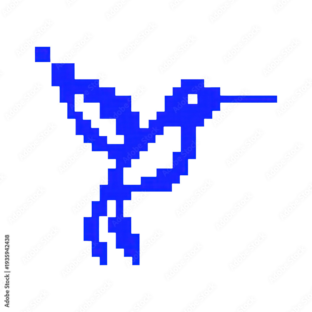 Fototapeta premium PNG Pixelated blue hummingbird silhouette