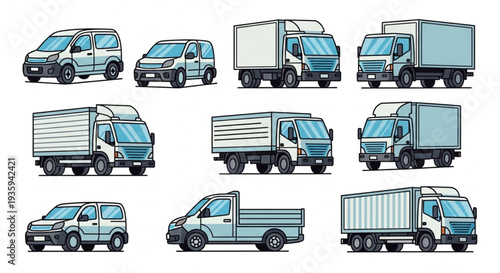 Collection of Various Delivery Trucks.