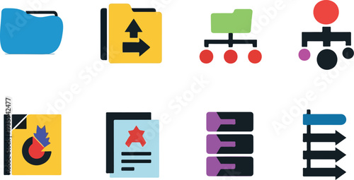 Set of 8 business workflow icons vector