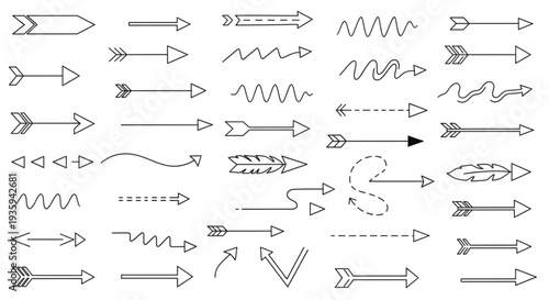 Collection of Various Hand Drawn Arrows.