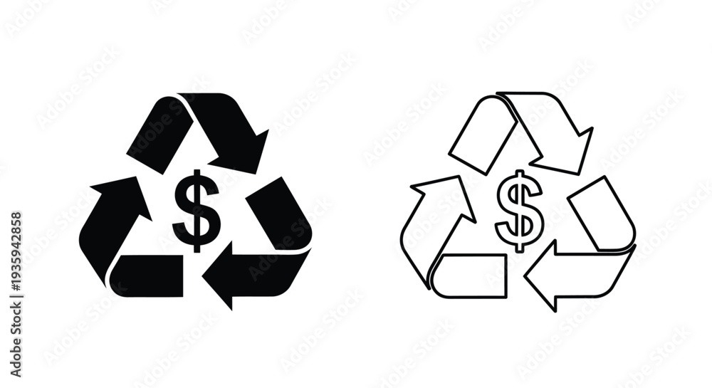 Fototapeta premium Recycling money symbols creative design Vector