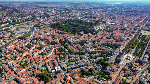 Photos Aerial panoramic view above the old town around the city Nancy in France on a sunny summer day