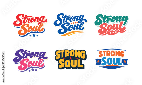 Modern festive banner with holiday message showcasing modern lettering logo set for Strong Soul designed for commercial stock use