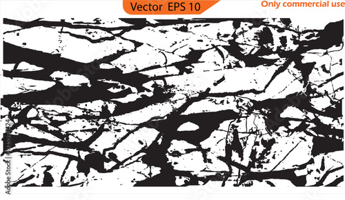 Black and white grunge texture.  Wall cracks. Flat for instant color change. Fracture surface ground, cleft broken collapse illustration. 