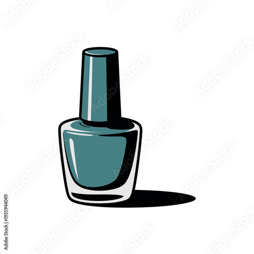 Cosmetic nail polish bottle stands alone showcasing vibrant blue-green lacquer color.