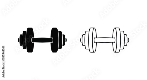 Dumbbell barbell comparison vector icons Vector