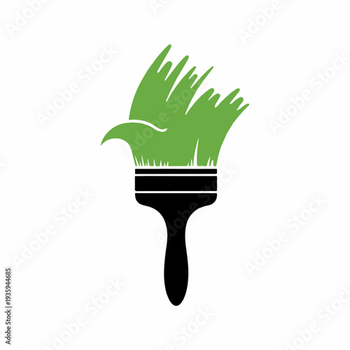 Green paintbrush illustration representing eco-friendly painting and nature-inspired art