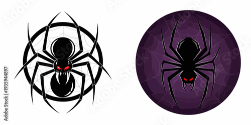 Scary Spider Icons Black Widow and Arachnid Web Designs