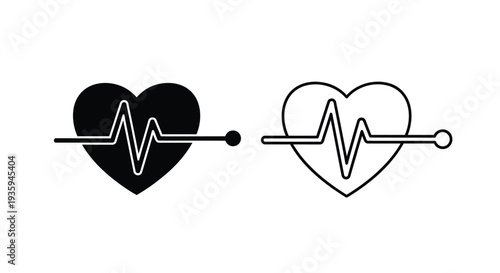 Heartbeat icons set - medical design Vector