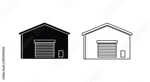 Modern sheds with garage door designs Vector